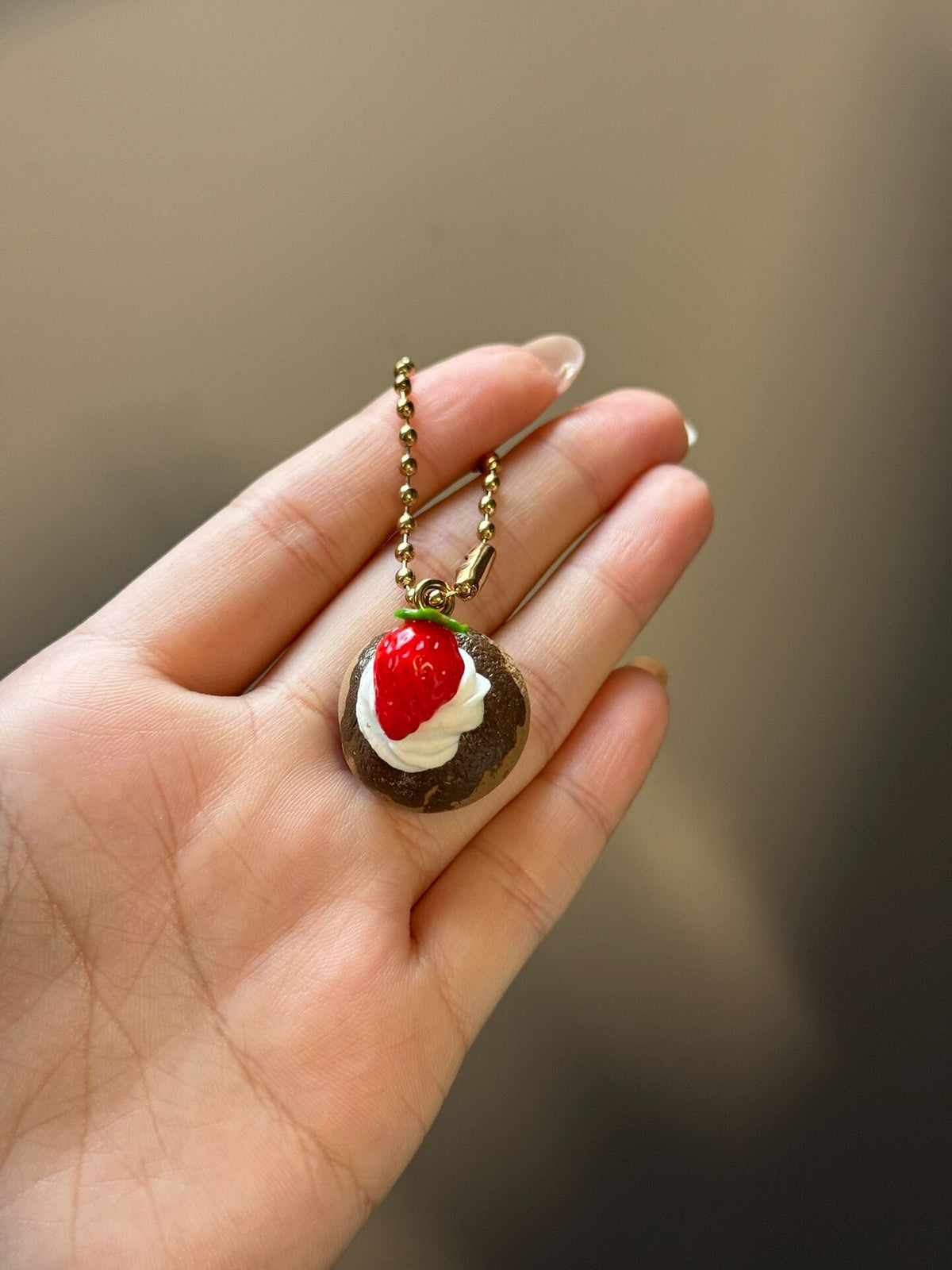 Clay Strawberry Puff Charm 2cm
