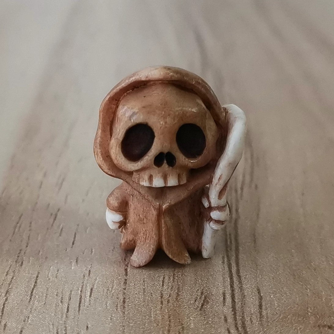 Antler Carved Grim Reaper Skull Pendant Bead