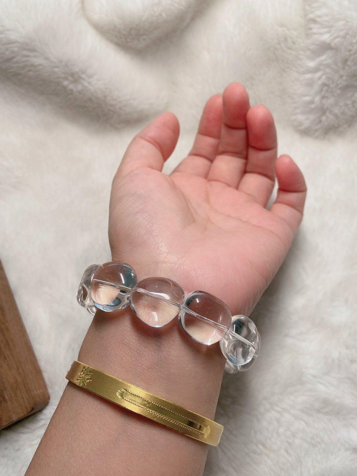 White Quartz Rose Quartz Beaded Bracelet