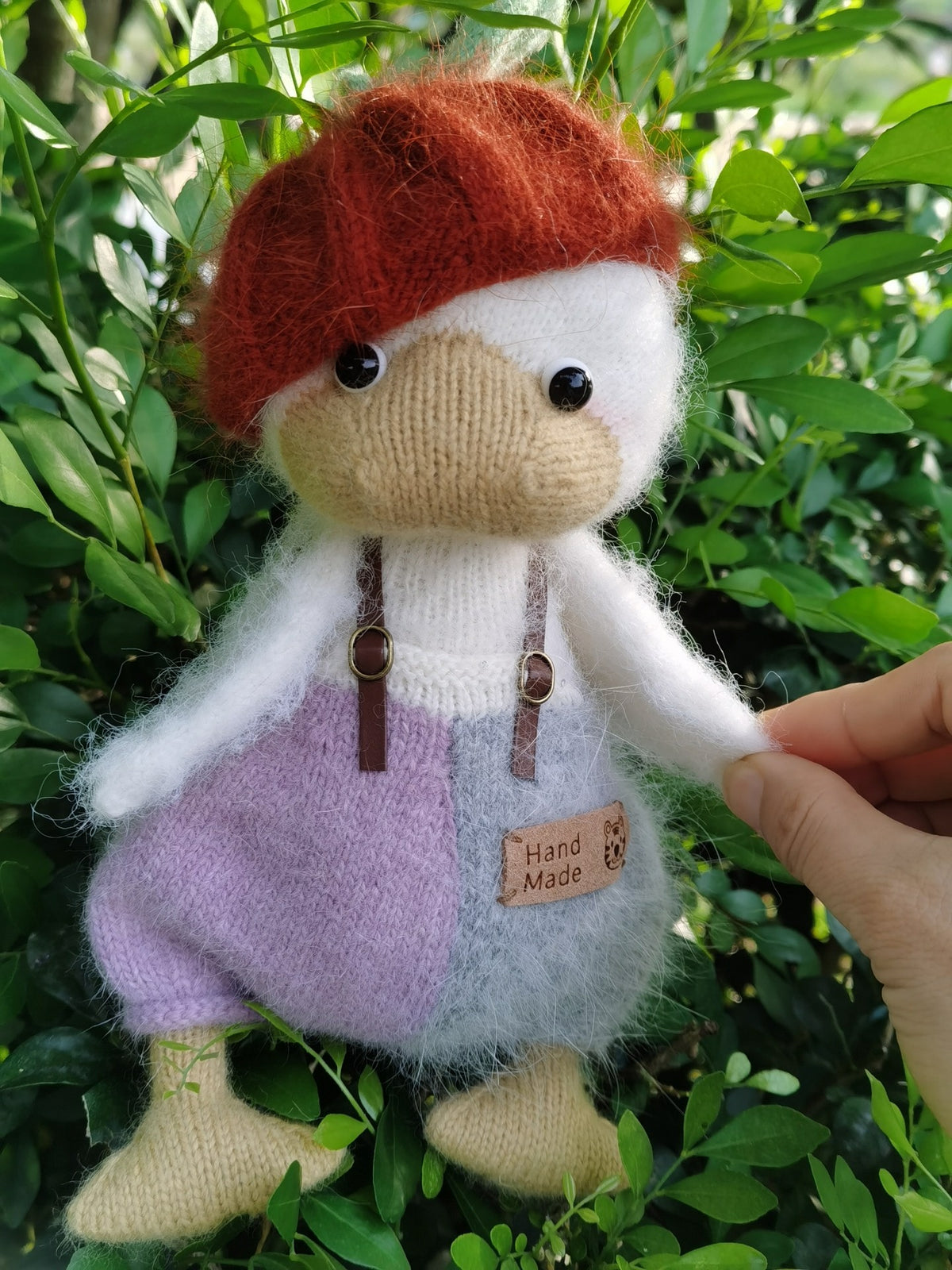 Handgjord stickad anka – mjukisleksak 22 cm