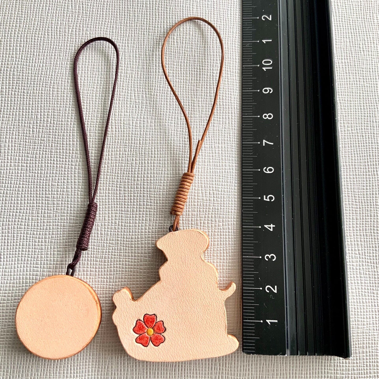 Hand-Carved Leather Mouse on Snail Pendant with Cheese Charm