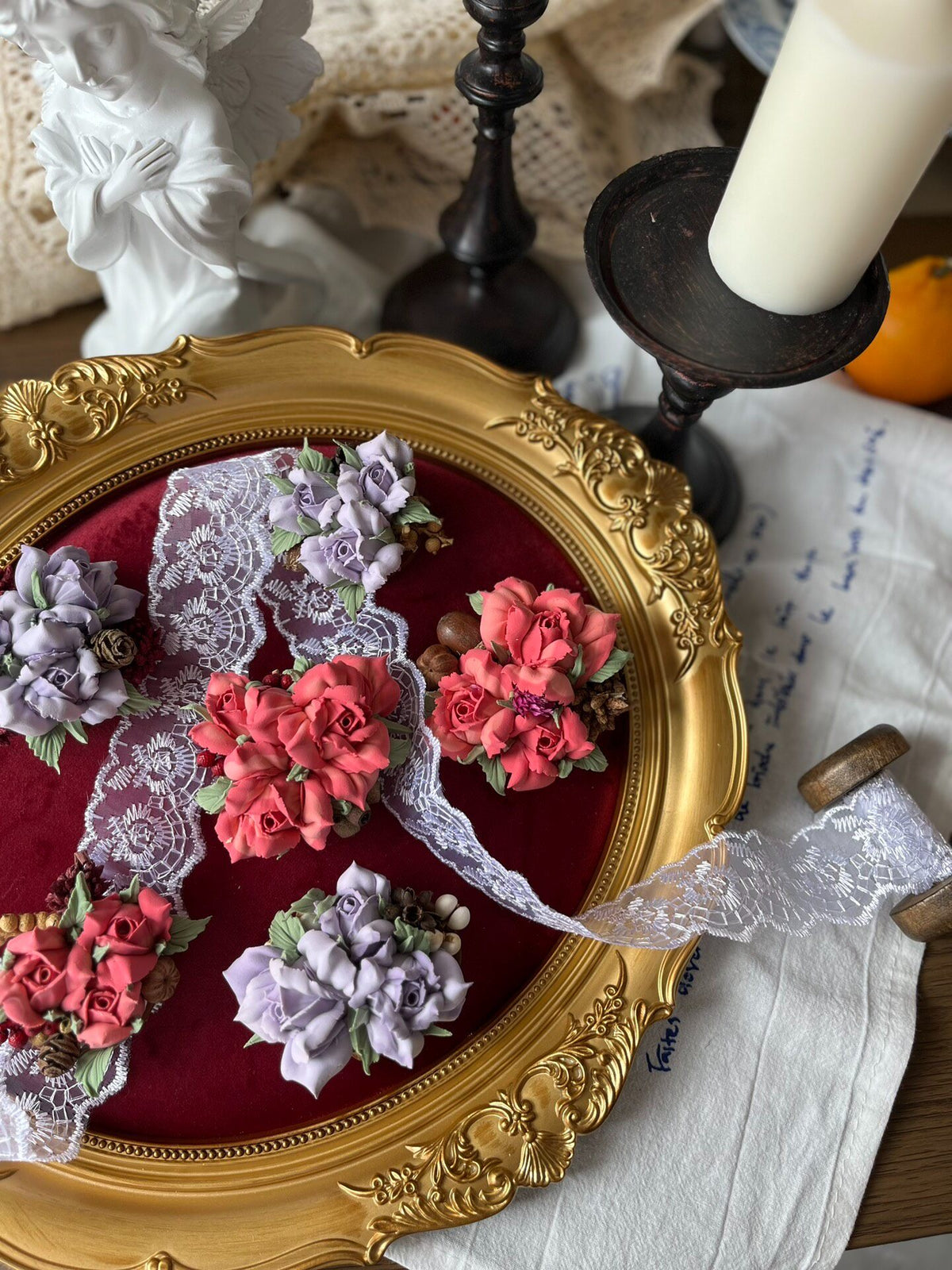 Handcrafted Clay Flower Brooch Vintage Style