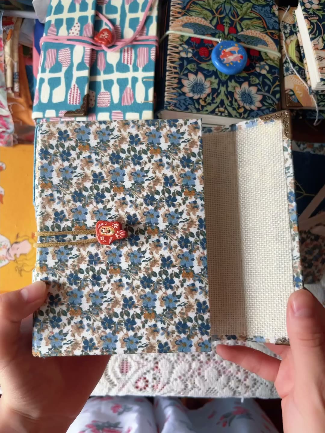 Handmade Floral Fabric Notebook with Coptic Stitching
