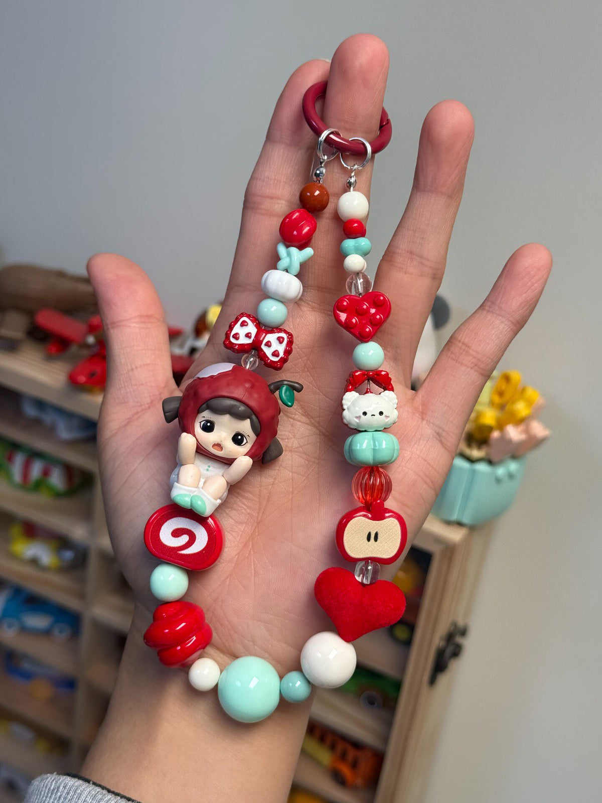Red Doll Beaded Phone Strap Charm