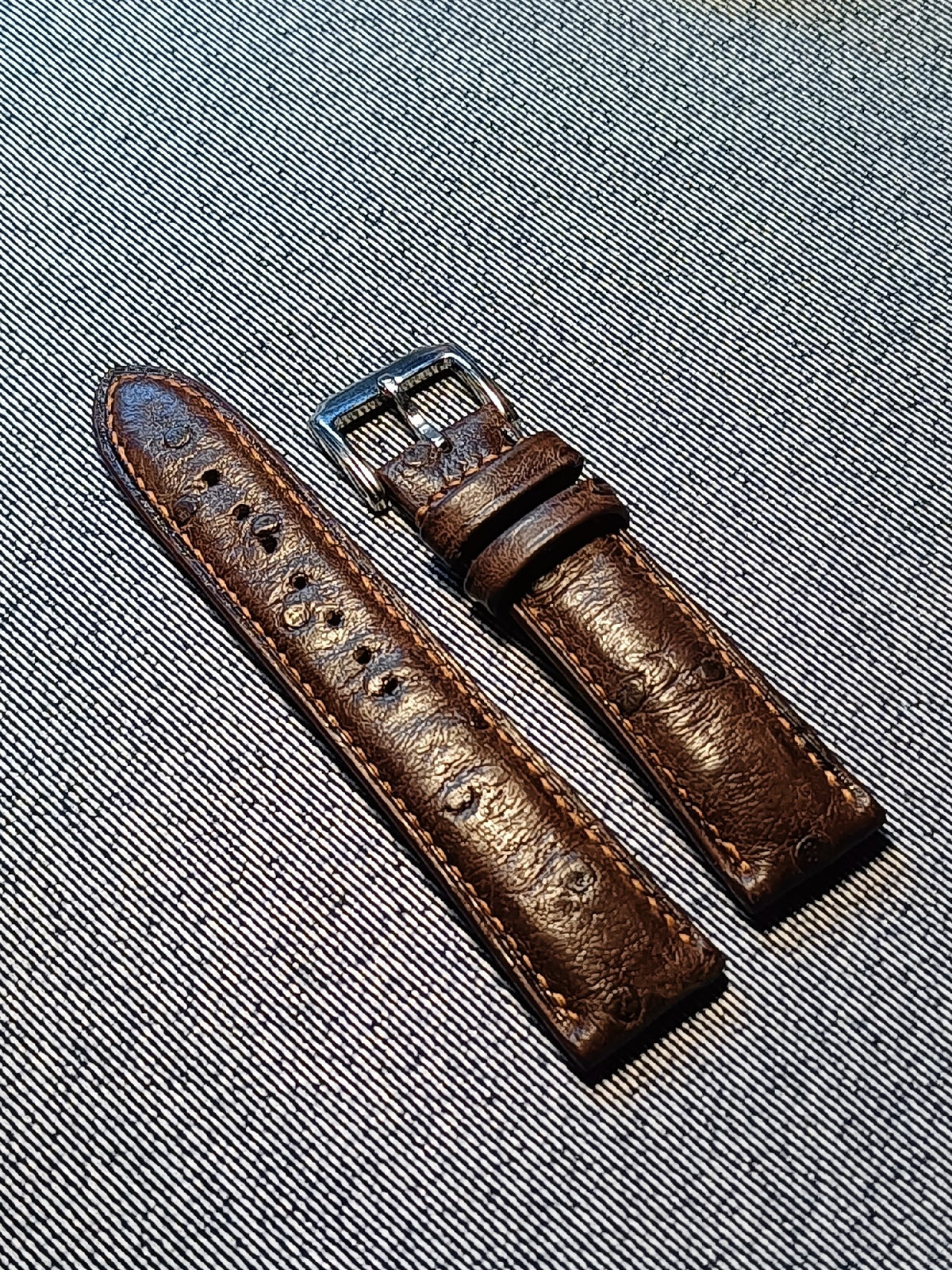 Brown Ostrich Leather Watch Strap 20mm