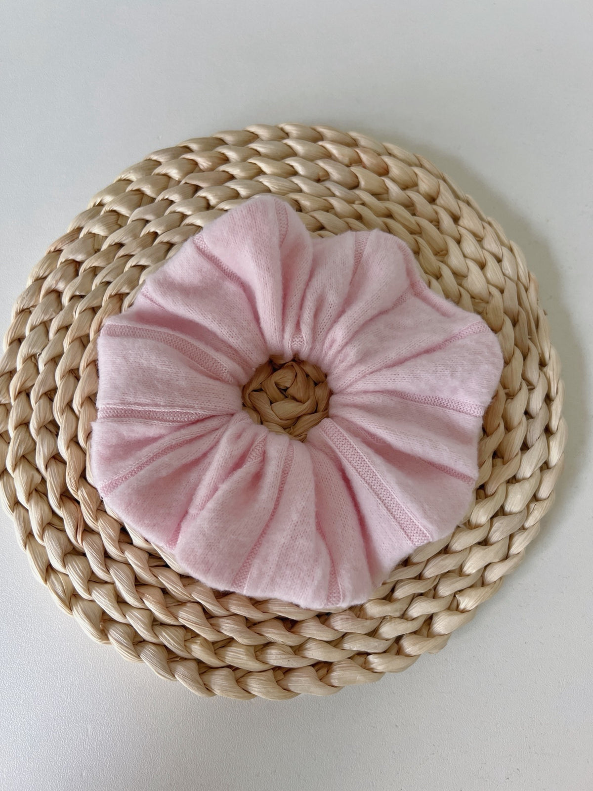 Pink Knitted Hair Scrunchie Pastel