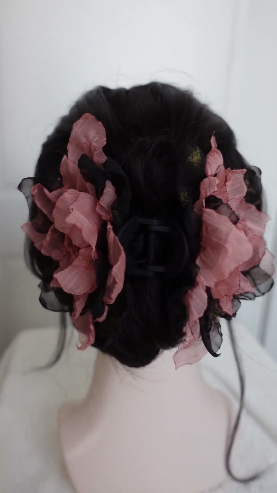 Fabric Rose Claw Clip Dusty Pink