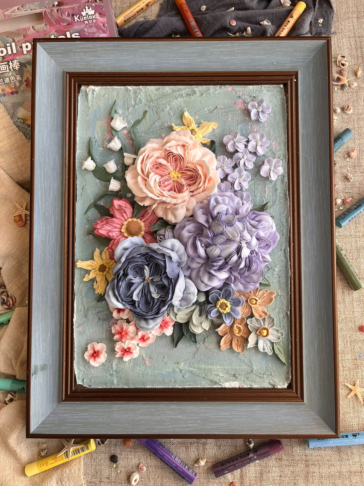 Clay Piping Painting Floral Wall Art