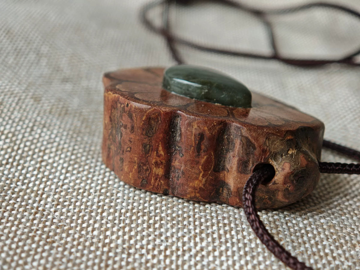 Natural Vine Slice Labradorite Pendant Necklace