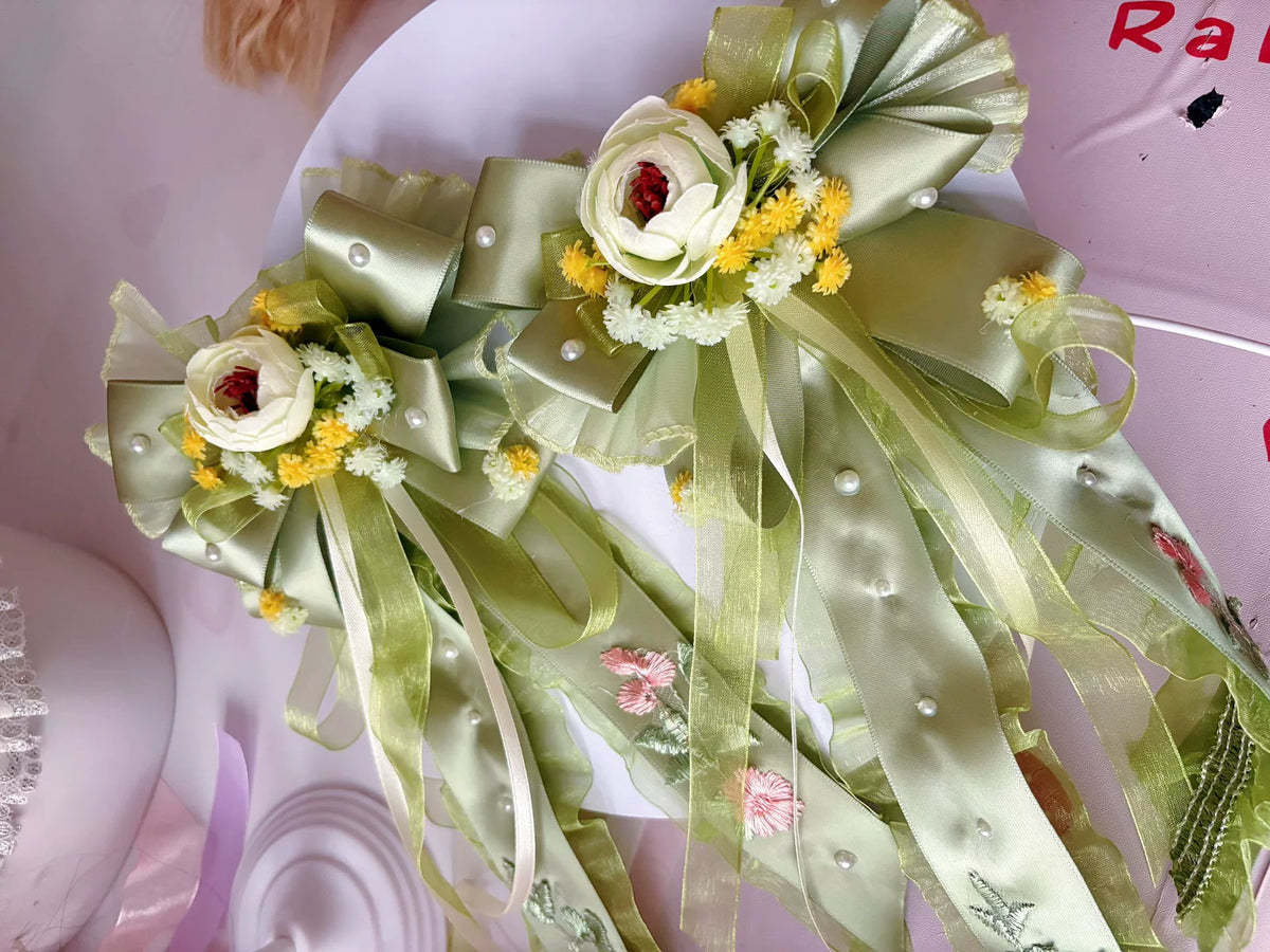 Groene Lolita Handgakte Lint Strik Haaraccessoire