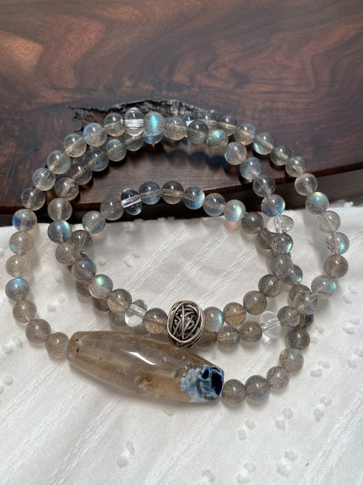 Labradorite White Quartz Multi Strand Bracelet