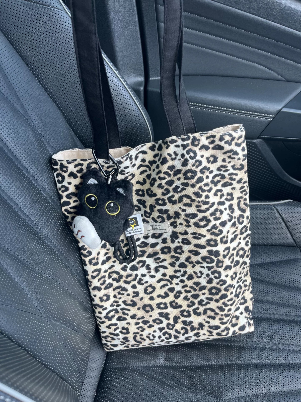 Handmade Leopard Print Canvas Shoulder Tote Bag