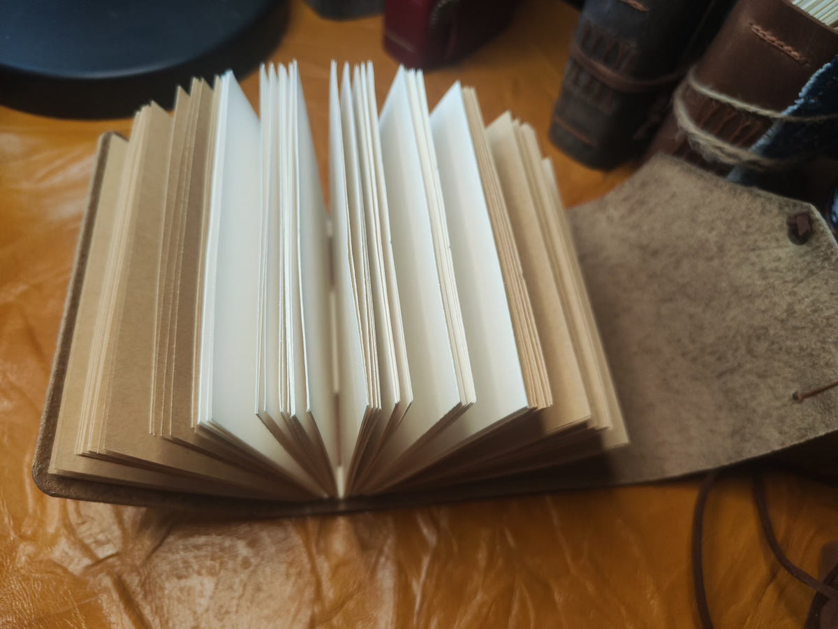 Vintage Cowhide Leather Journal with Kraft Paper