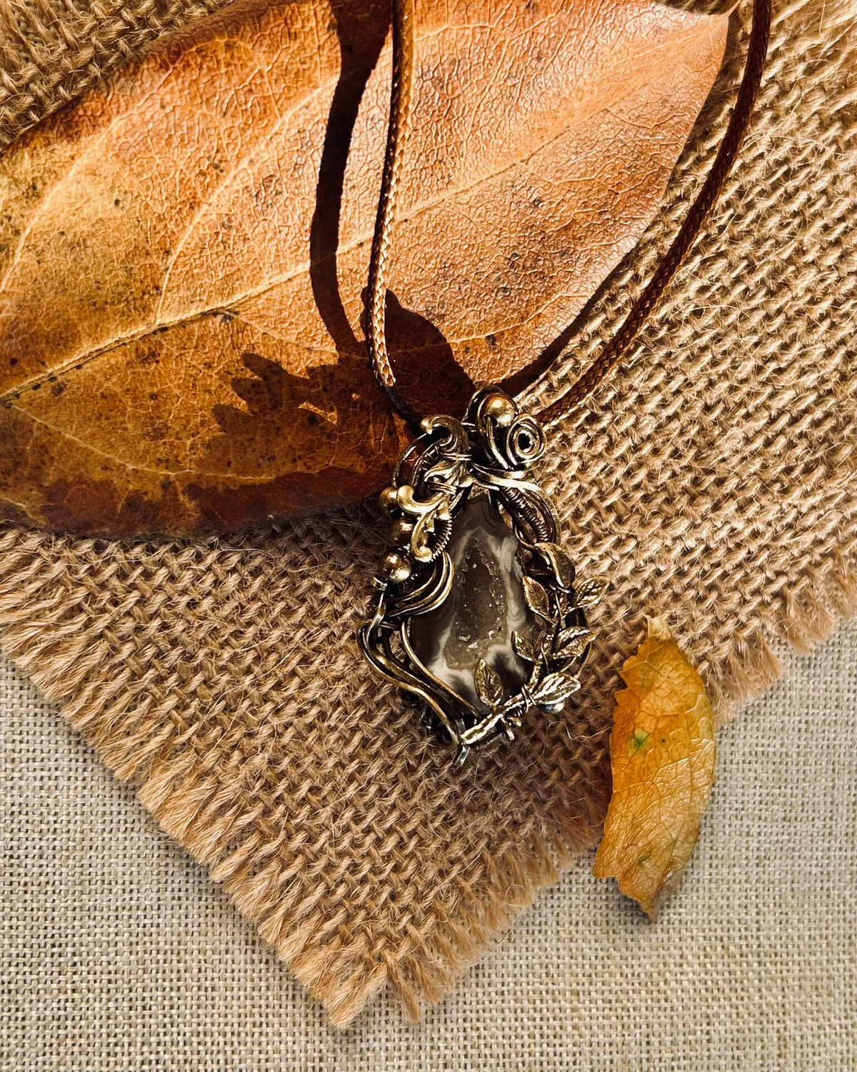 Agate Geode Pendant with Wire Wrap