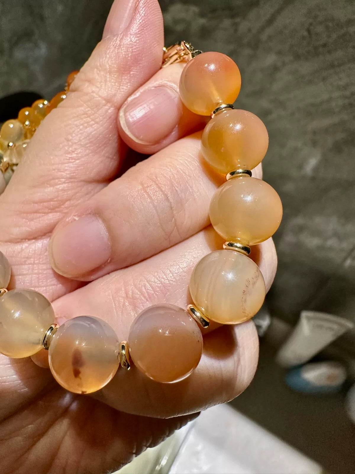 Pulseira de Ágate Natural em Gradiente Laranja Cocktail