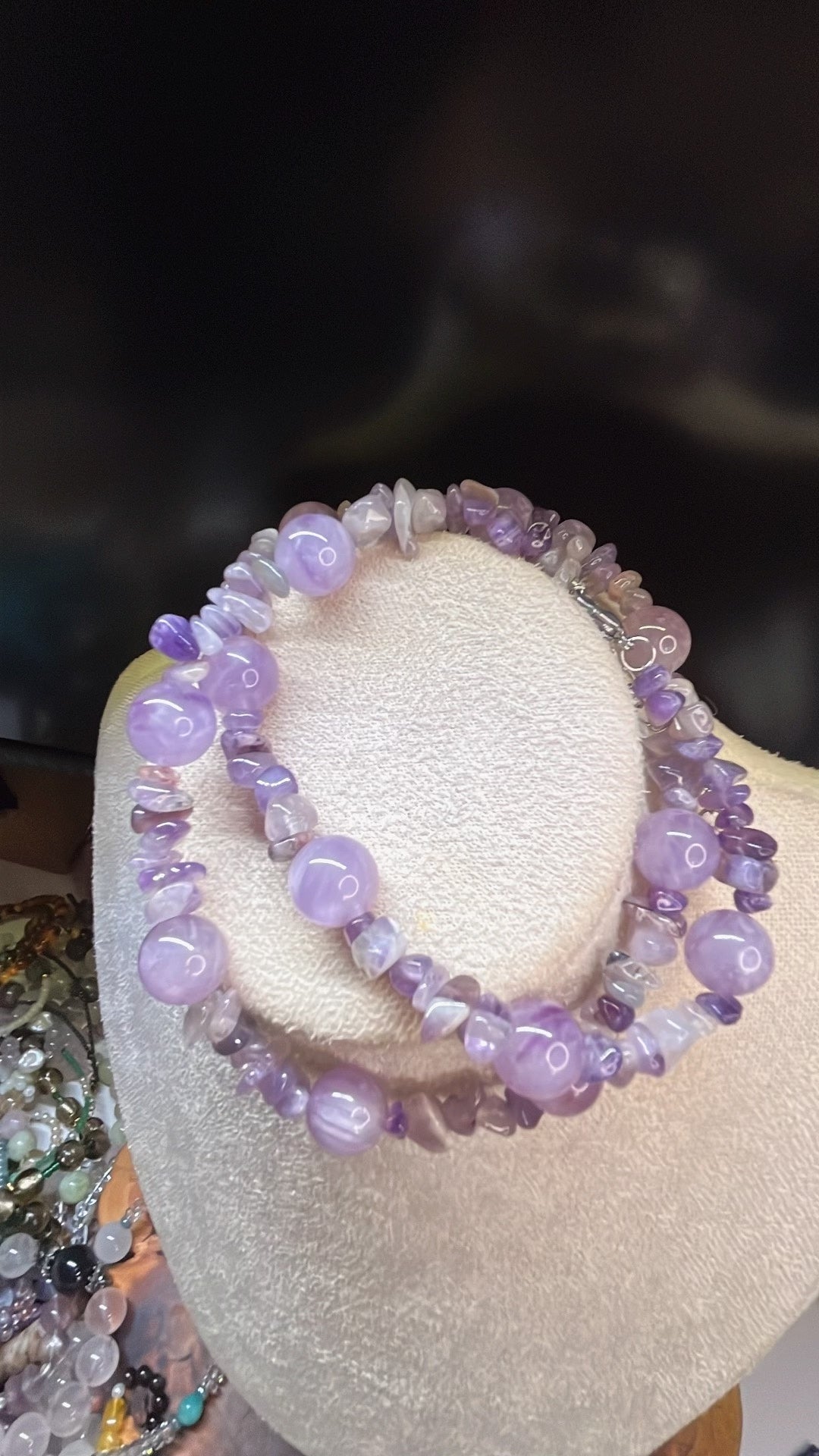 Amethyst Bead Necklace with Natural Chips