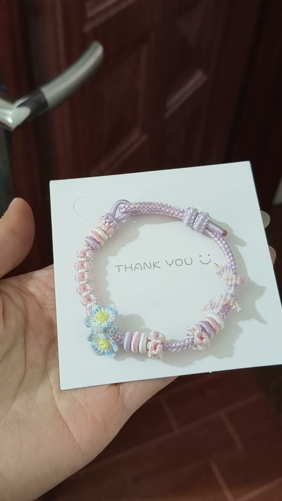 Handwoven Pink Lavender Gradient Cord Bracelet