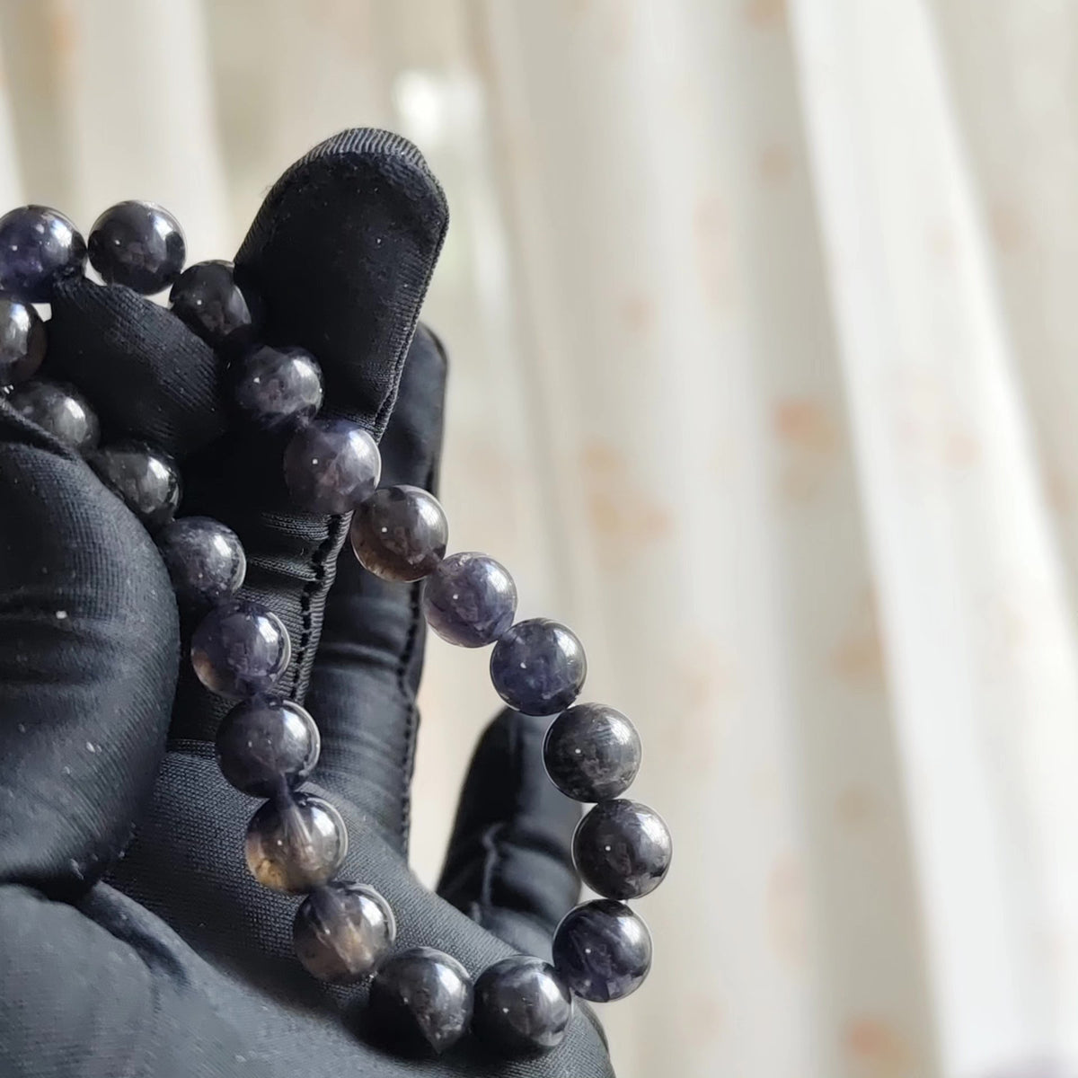 Cordierite Bead Bracelet 9.3mm Blue Violet