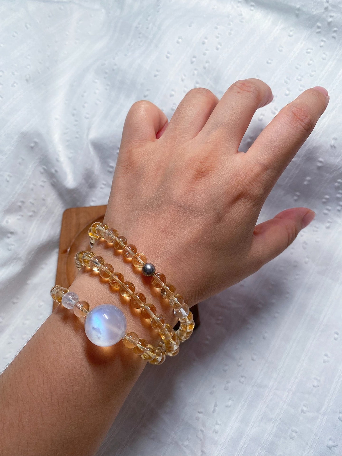 Triple Wrap Citrine Bracelet Blue Moonstone