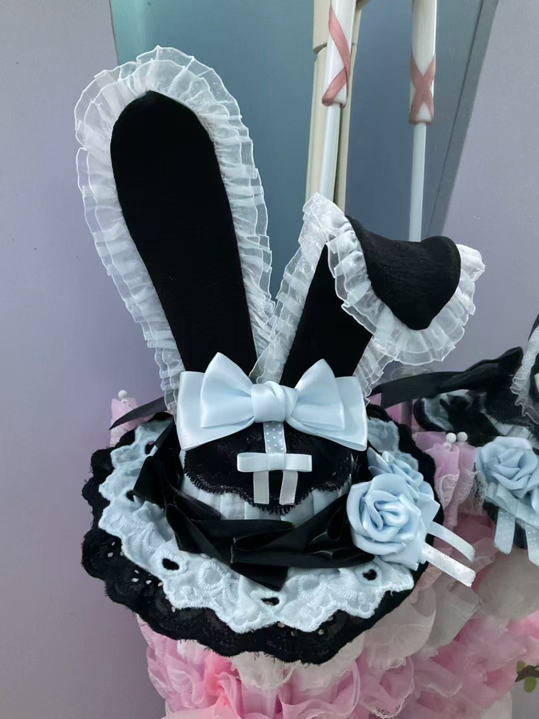 Handmade Black Bunny Ear Mini Top Hat