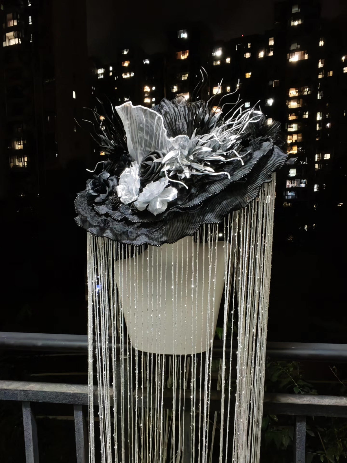 Zilver Zwart Skeleton Gotische Bloemenhoed