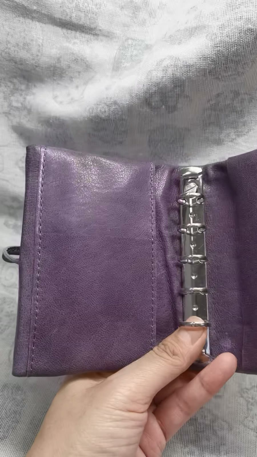 Purple Waxed Leather M5 Six Ring Binder Cover