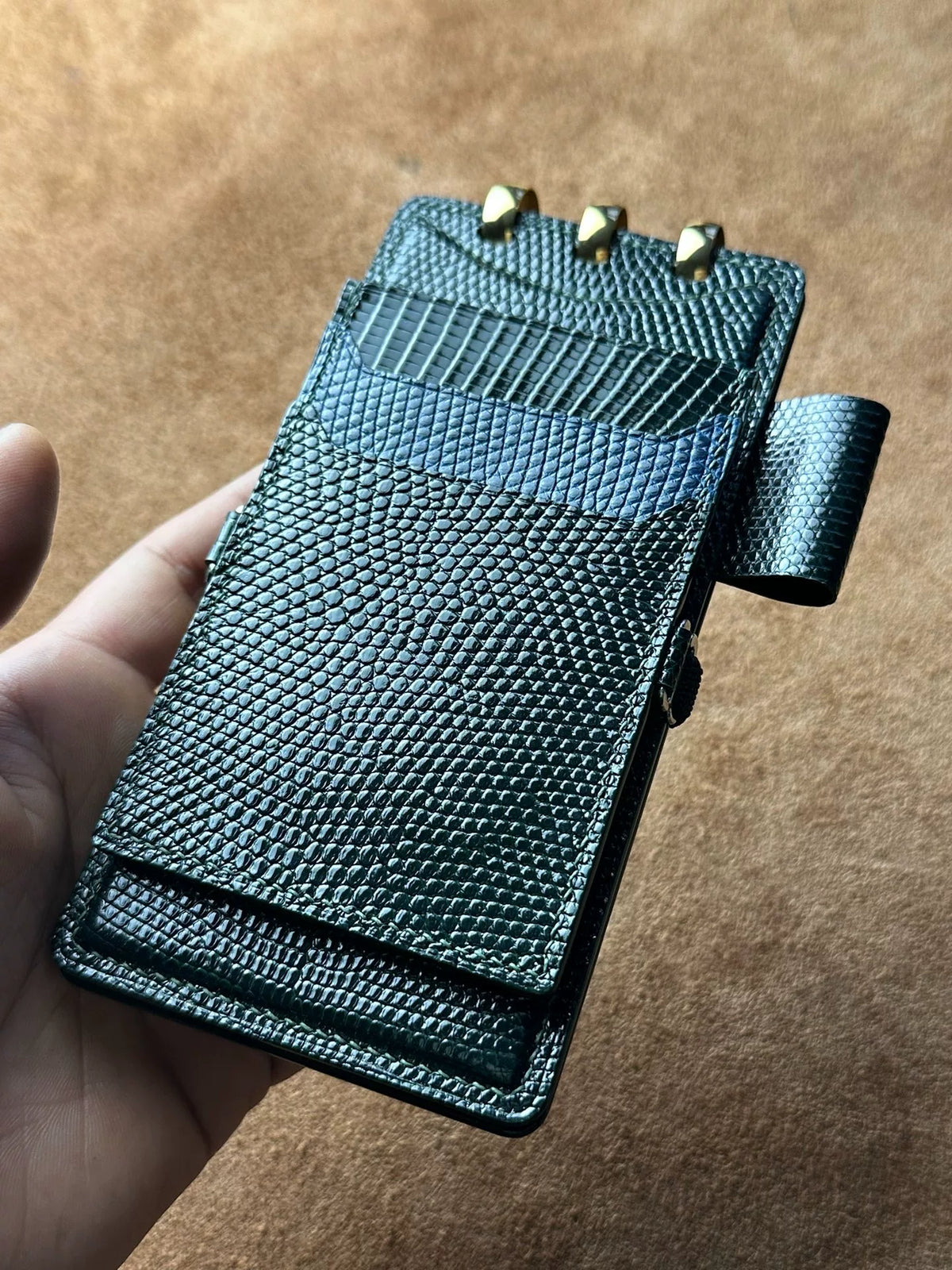 Textured Leather Mushroom Notebook Cover with Card Pocket