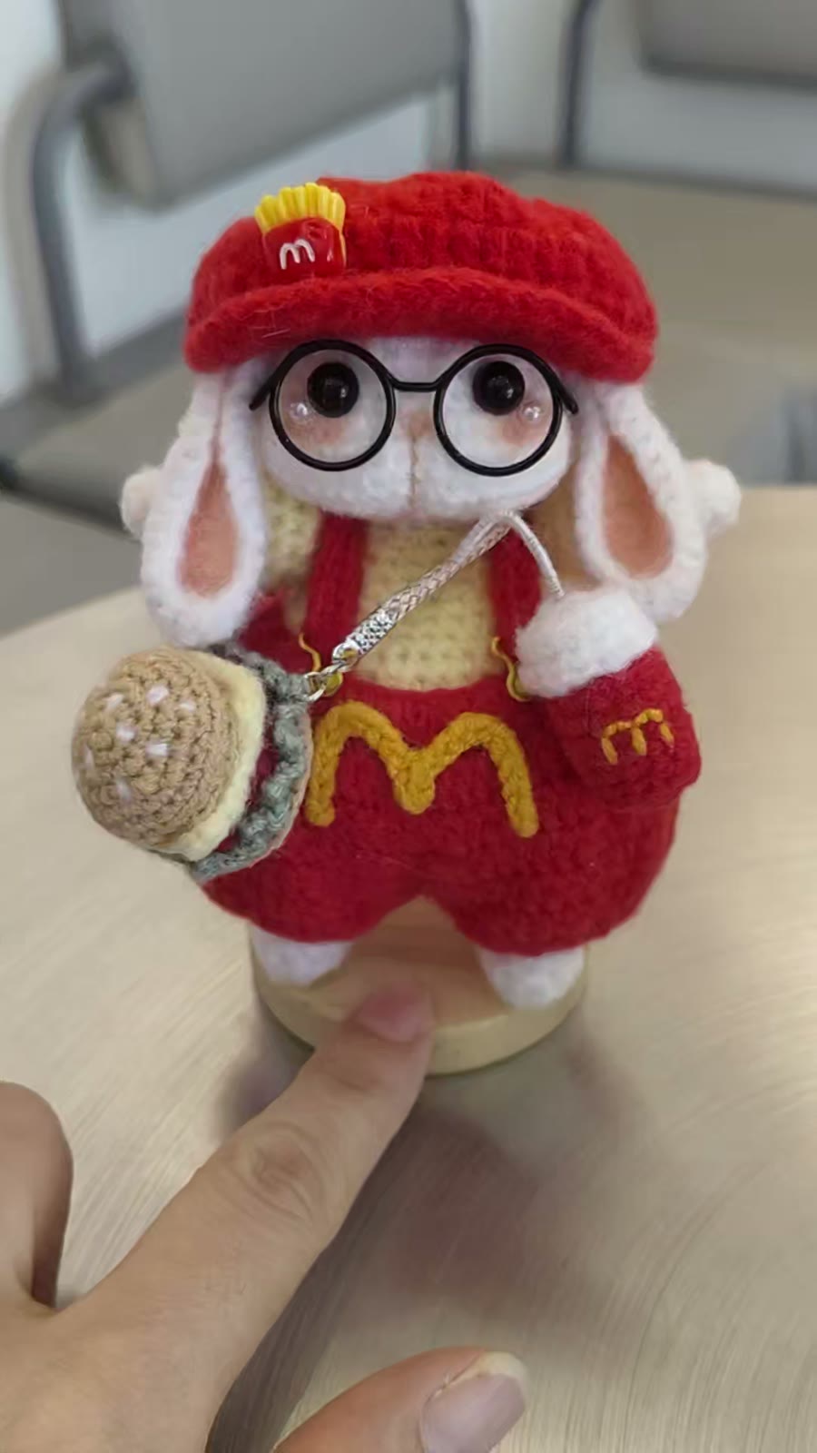 Crochet Rabbit Figurine Fast Food Outfit