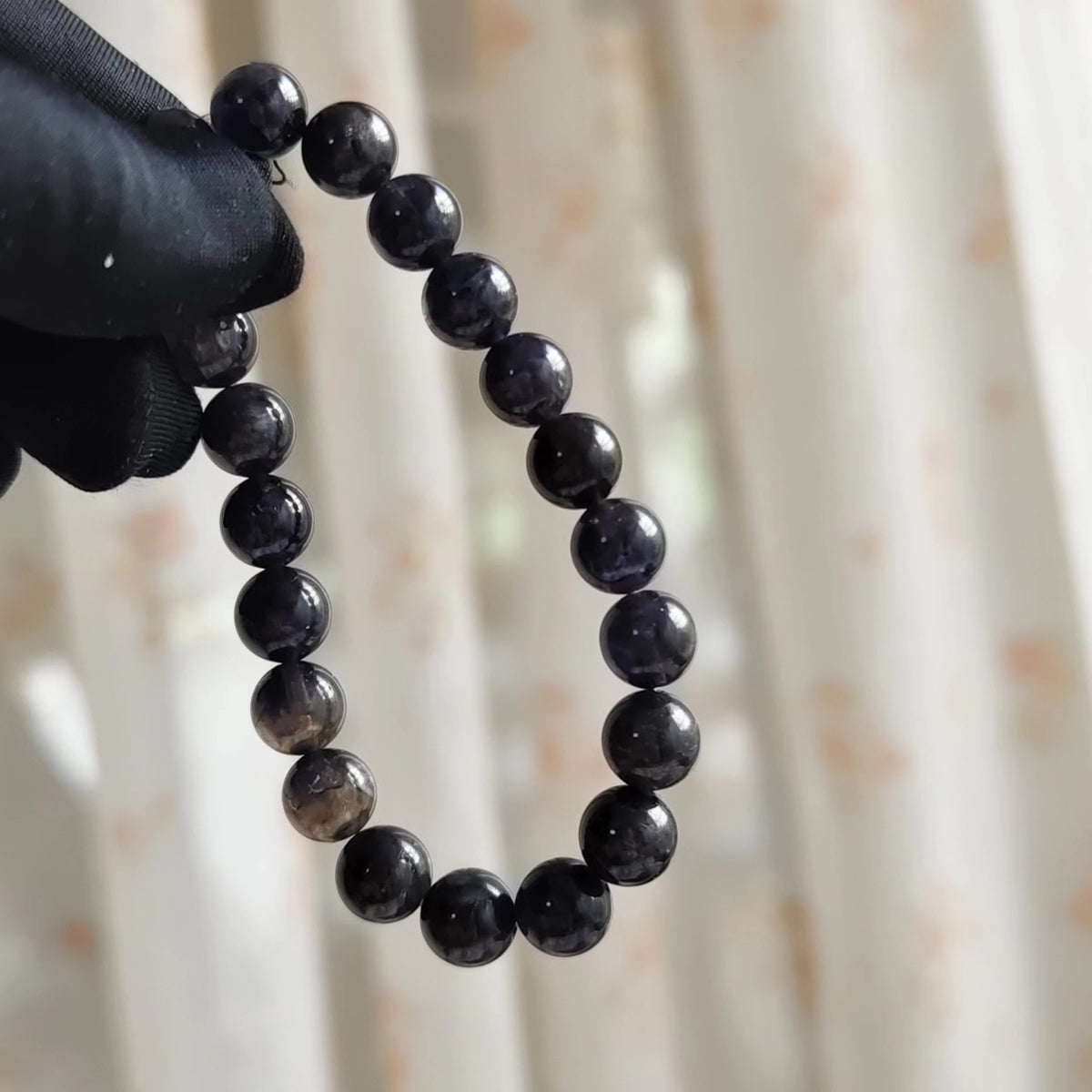 Cordierite Bead Bracelet 9.3mm Blue Violet