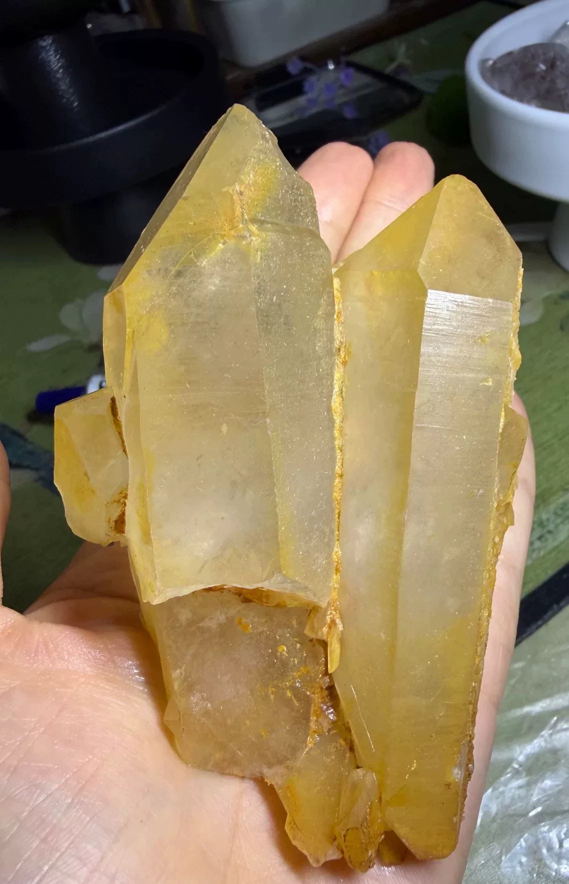 Bonsái de Cristal de Obsidiana Negra con Citrino Amarillo