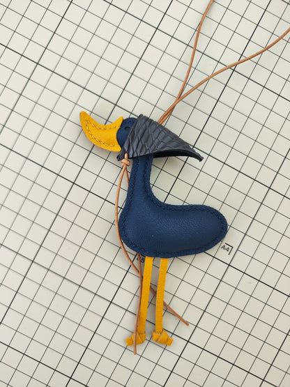 Handmade Leather Lucky Duck Keychain Bag Charm