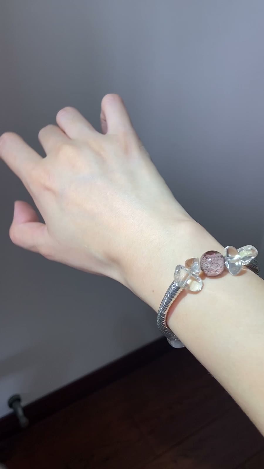 Pink Phantom Quartz Half Bangle Bracelet