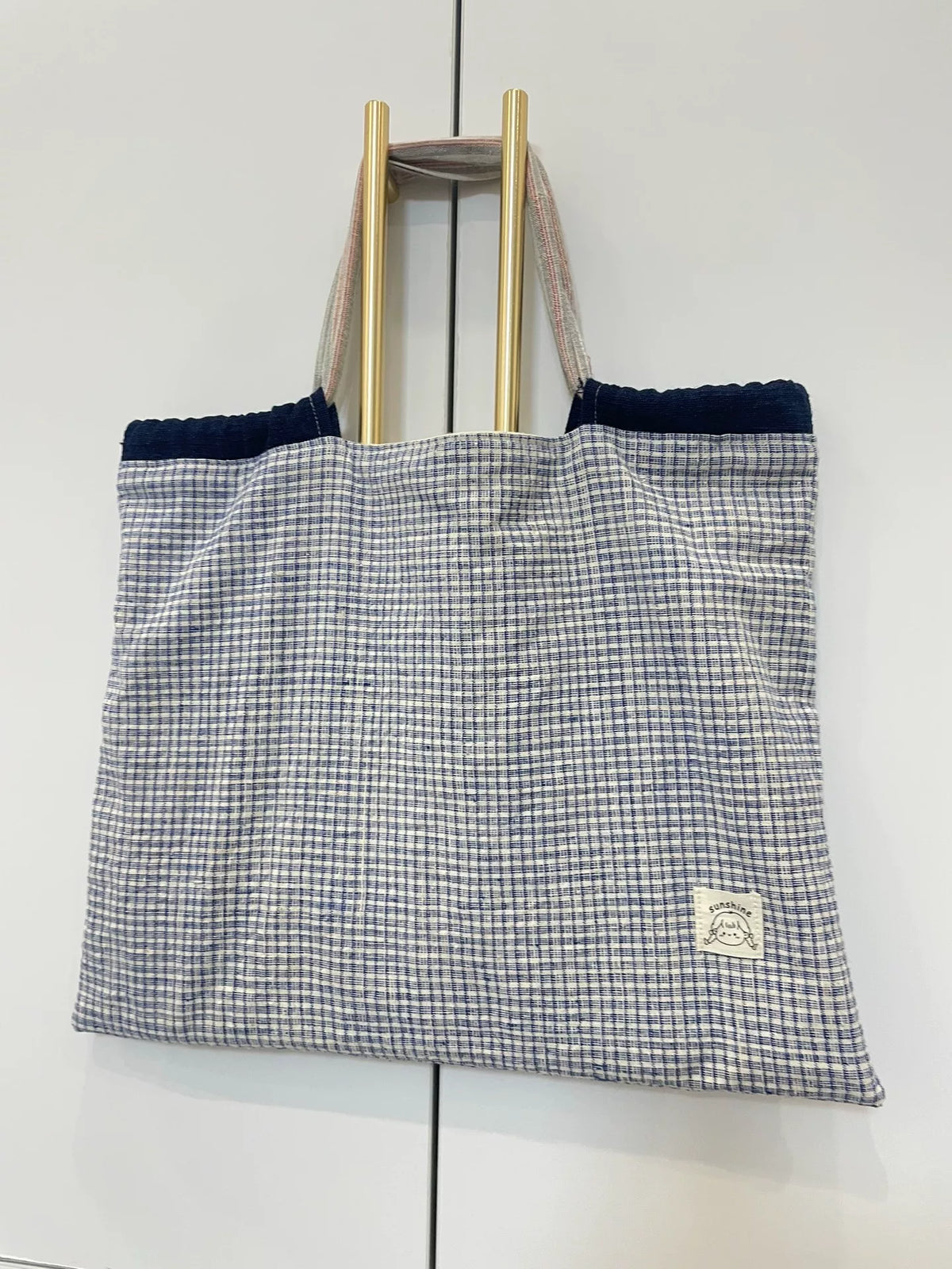 Handgefertigte Baumwolltasche im Karo