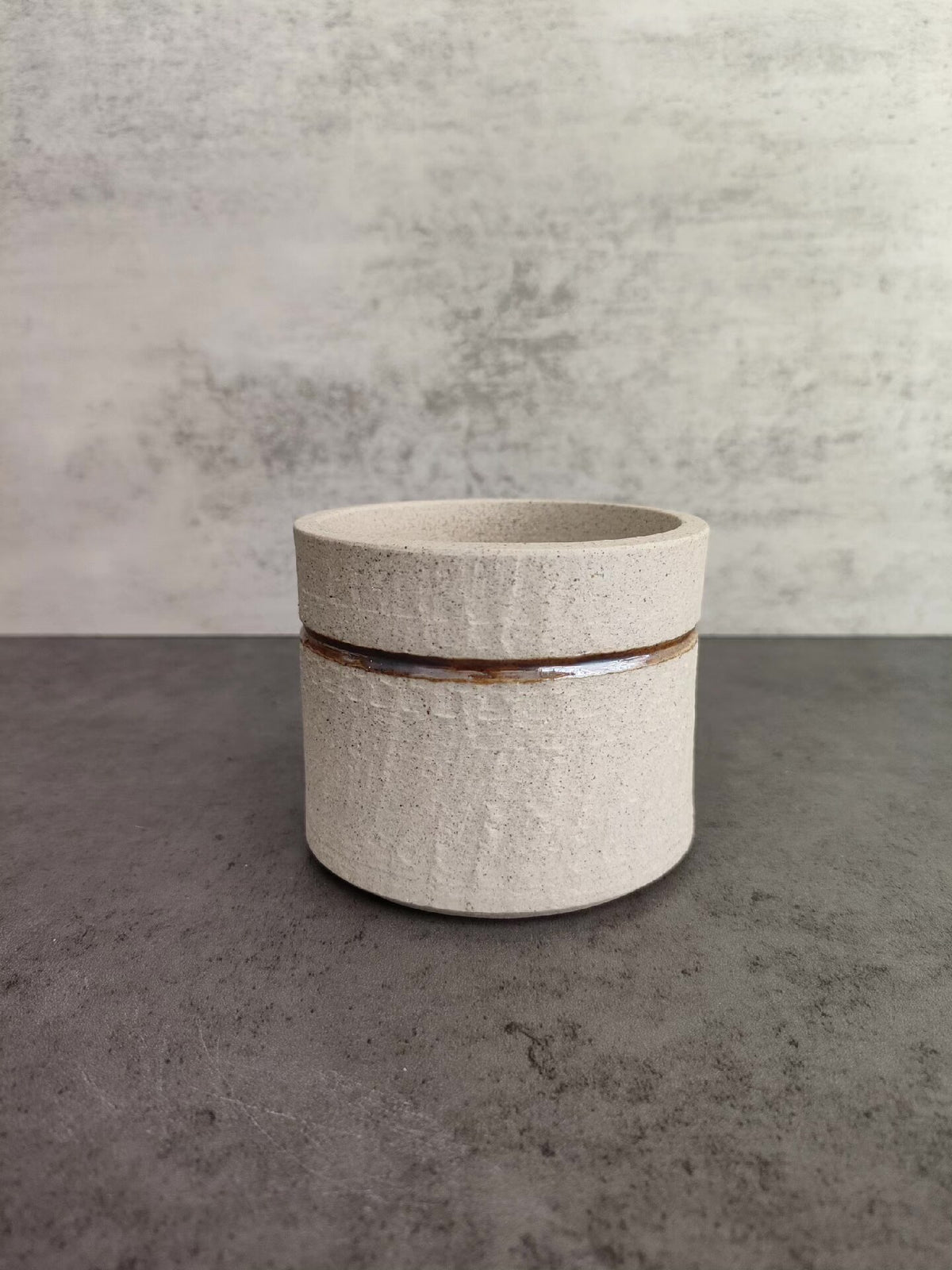 Handmade Ceramic Container with Glossy Cross Lid