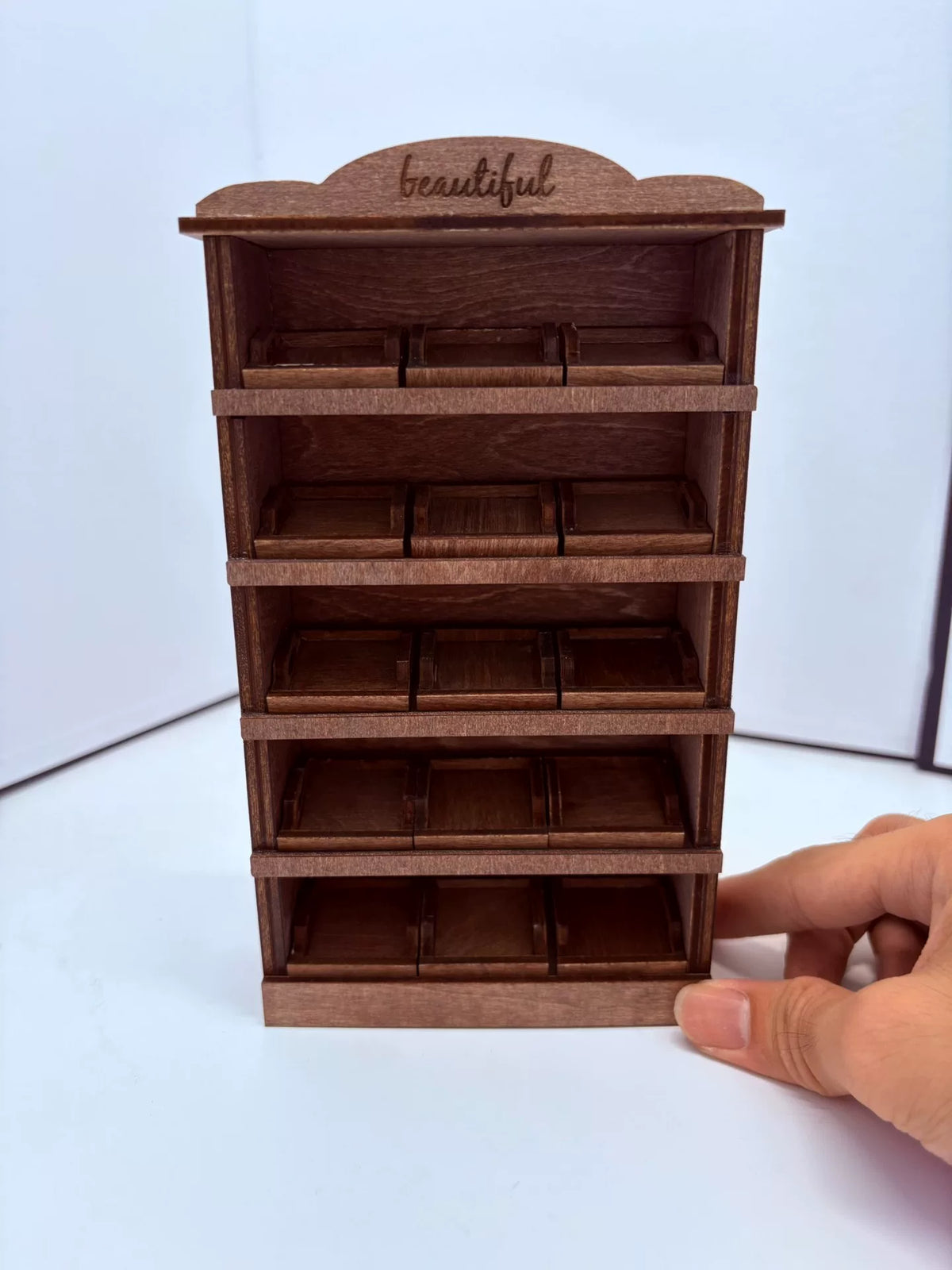 Houten Miniatuur Displaykast met Vijf Planken
