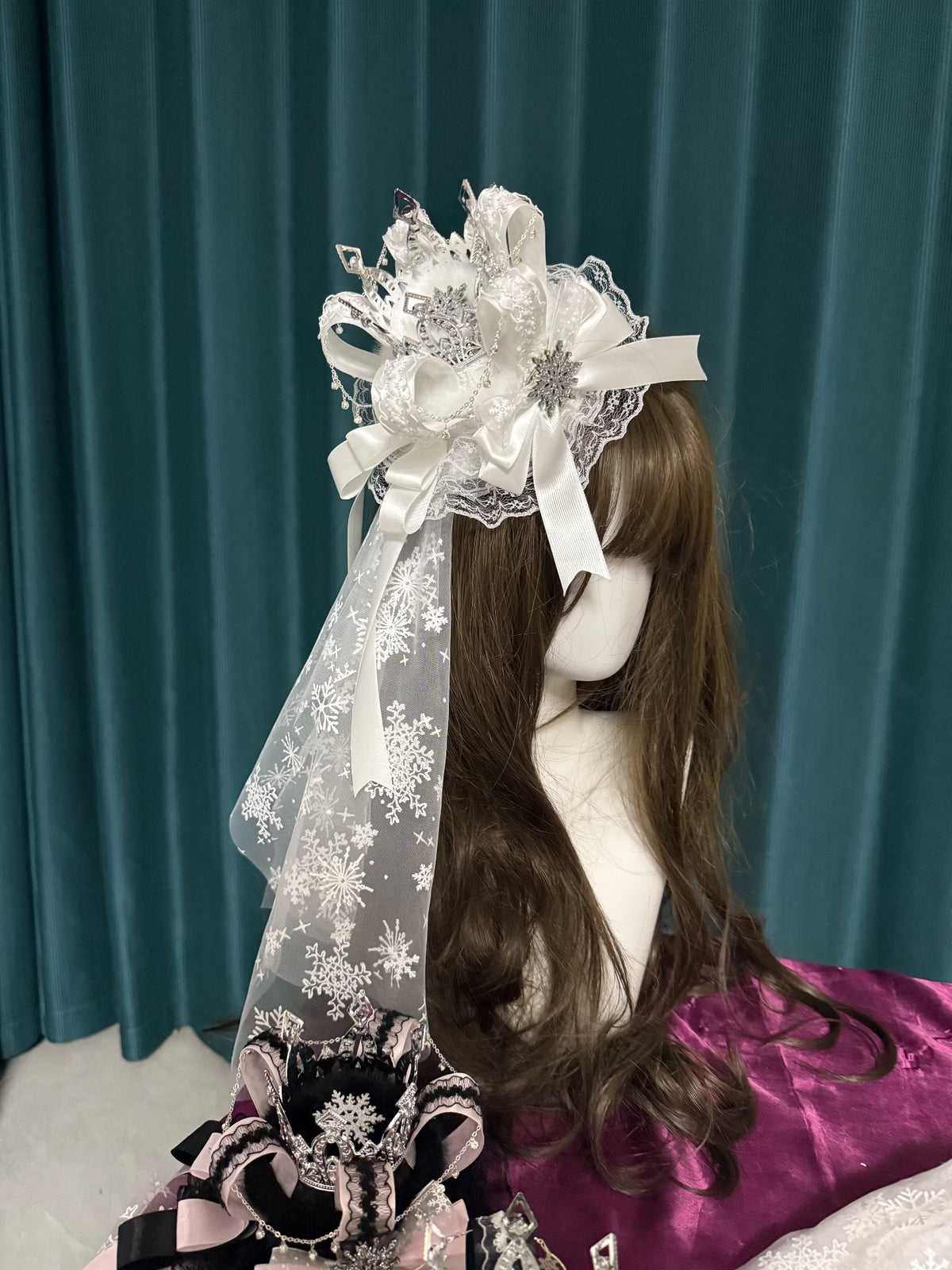 Crown Headpiece with Snowflake Veil