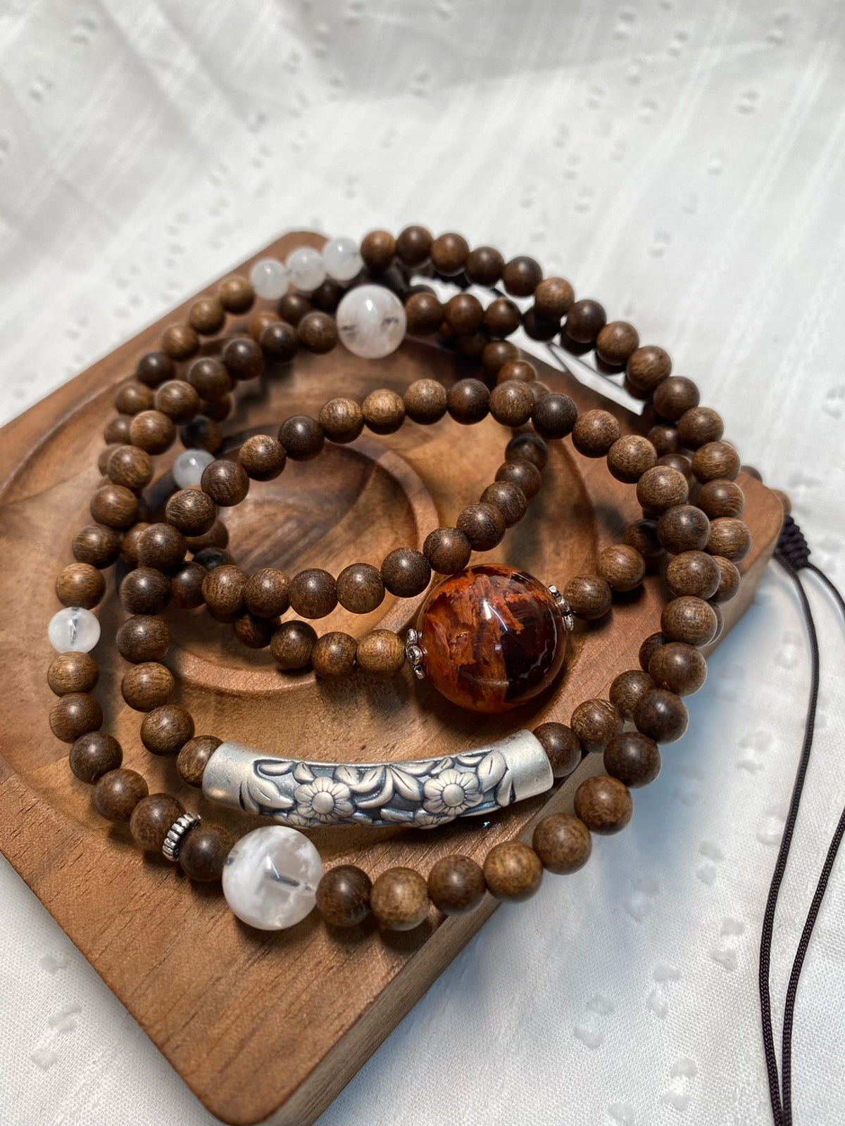 Agarwood Bracelet with Red Fire Phoenix Bead