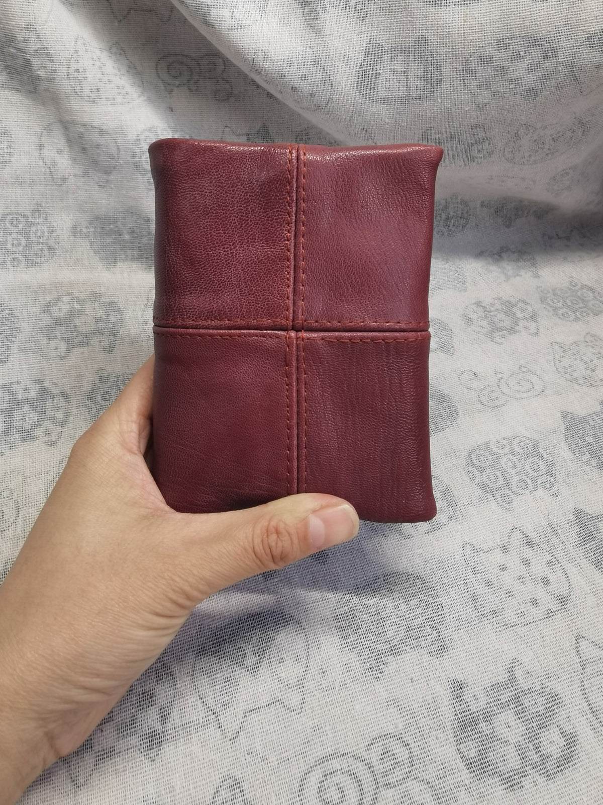 Wine Goat Leather Cross Stitch M5 Binder