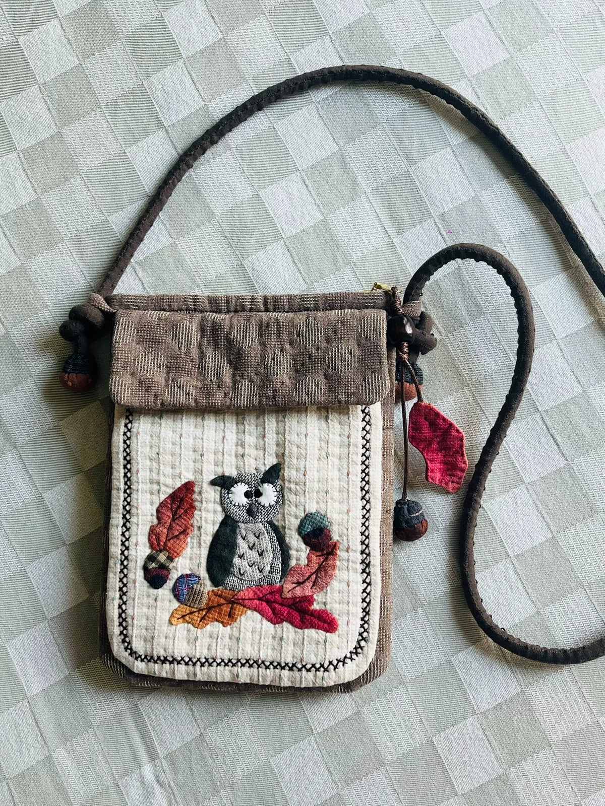 Handmade Yarn Dyed Patchwork Crossbody Phone Pouch