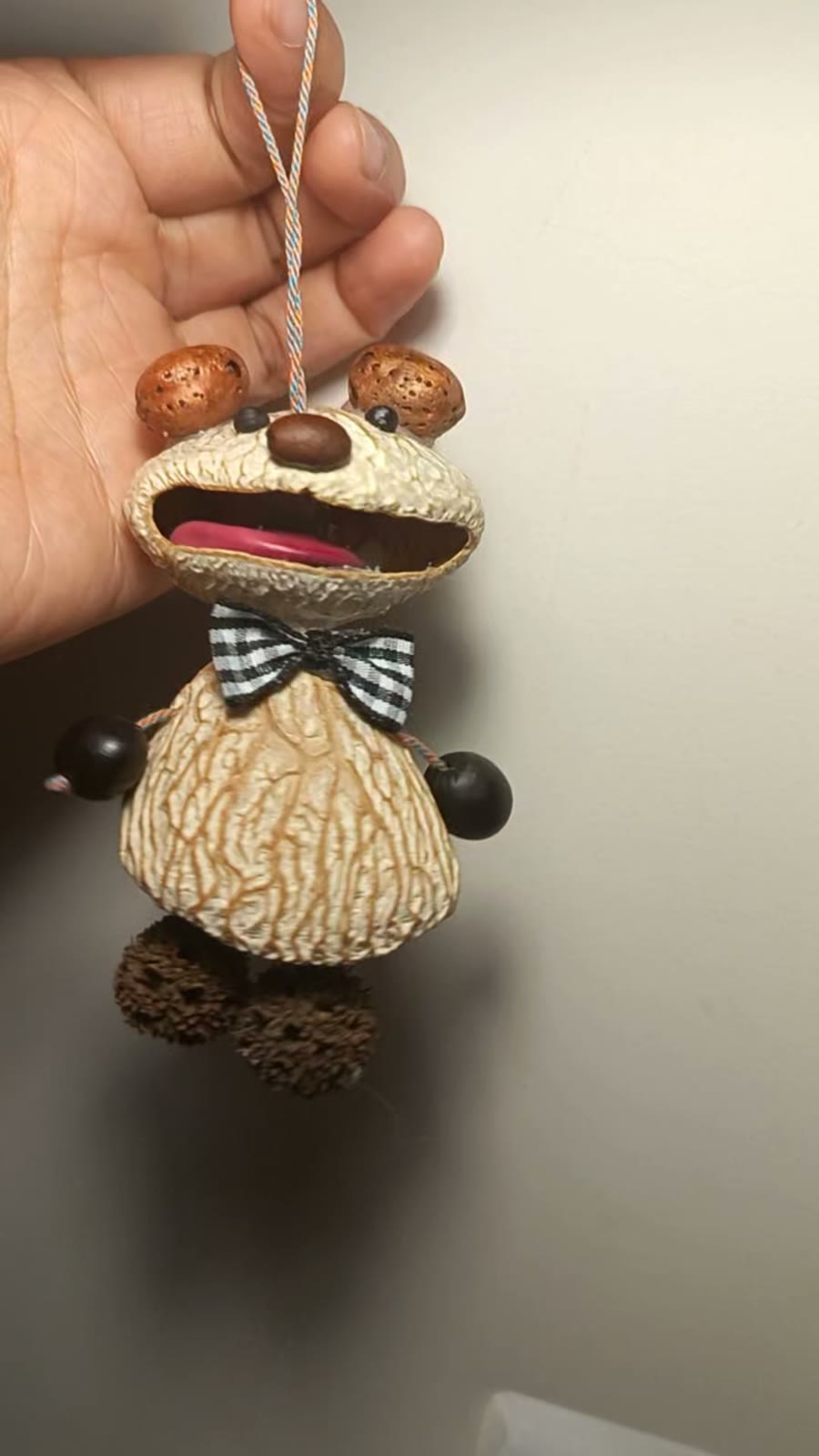 Peanut Shell Bear Bag Charm Rattle