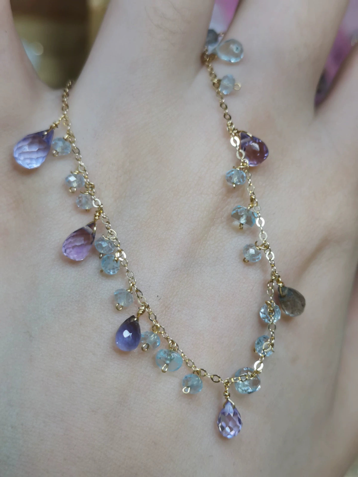 Adjustable Gold Filled Multi Gemstone Bracelet