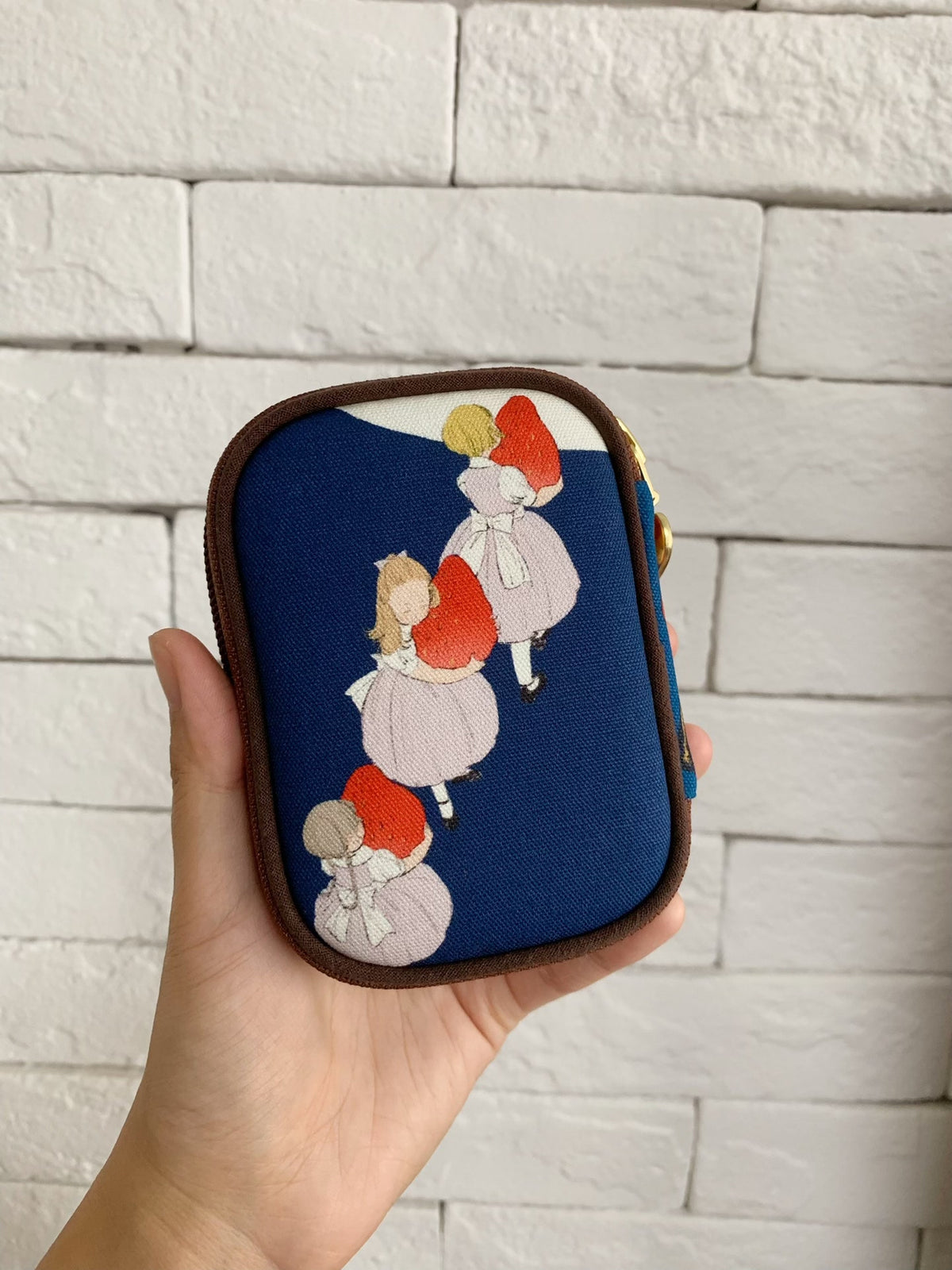 Navy Oxford Zippered Pouch with Tapestry Art