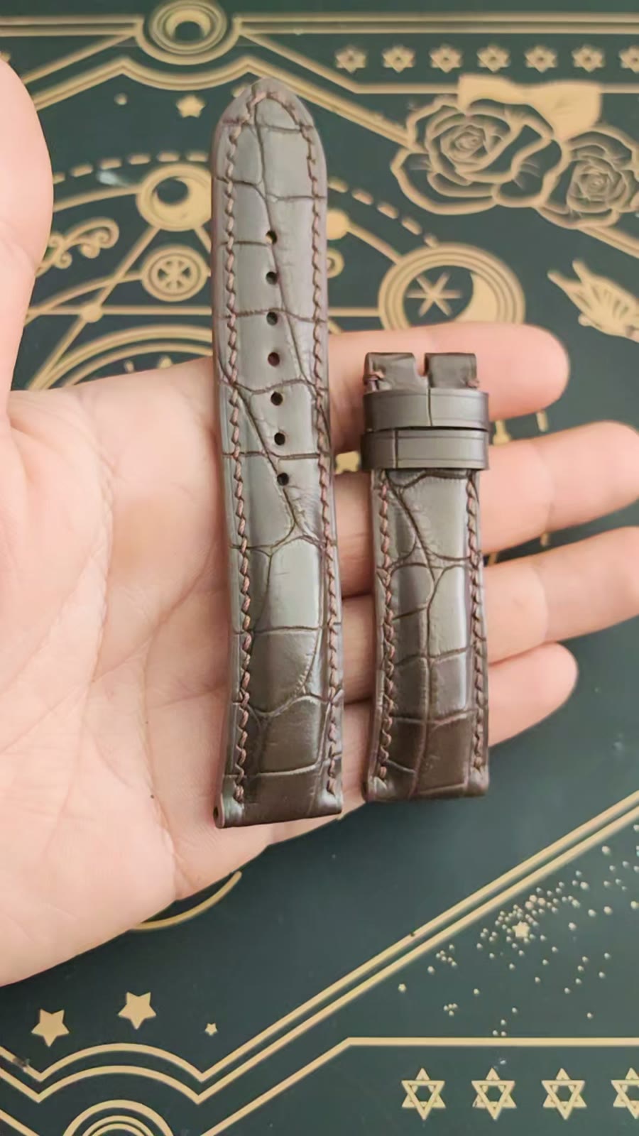 Genuine Crocodile Leather Watch Strap Brown