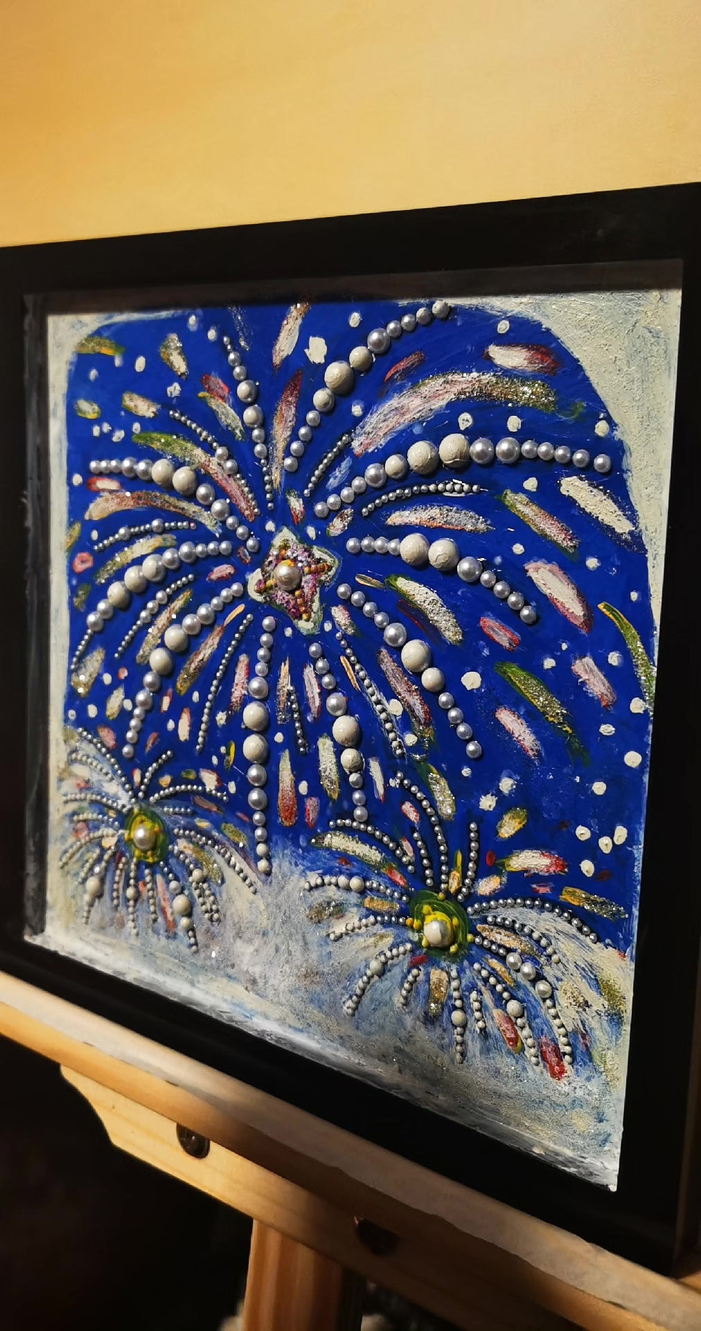 Textured Fireworks Snow Scene Wall Art