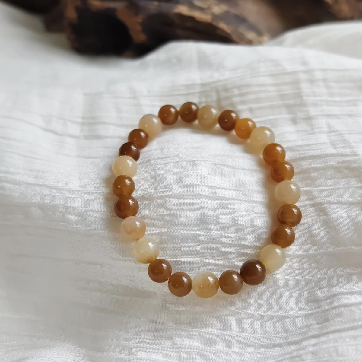 Hetian Jade Sugar Bead Bracelet Mixed Sizes