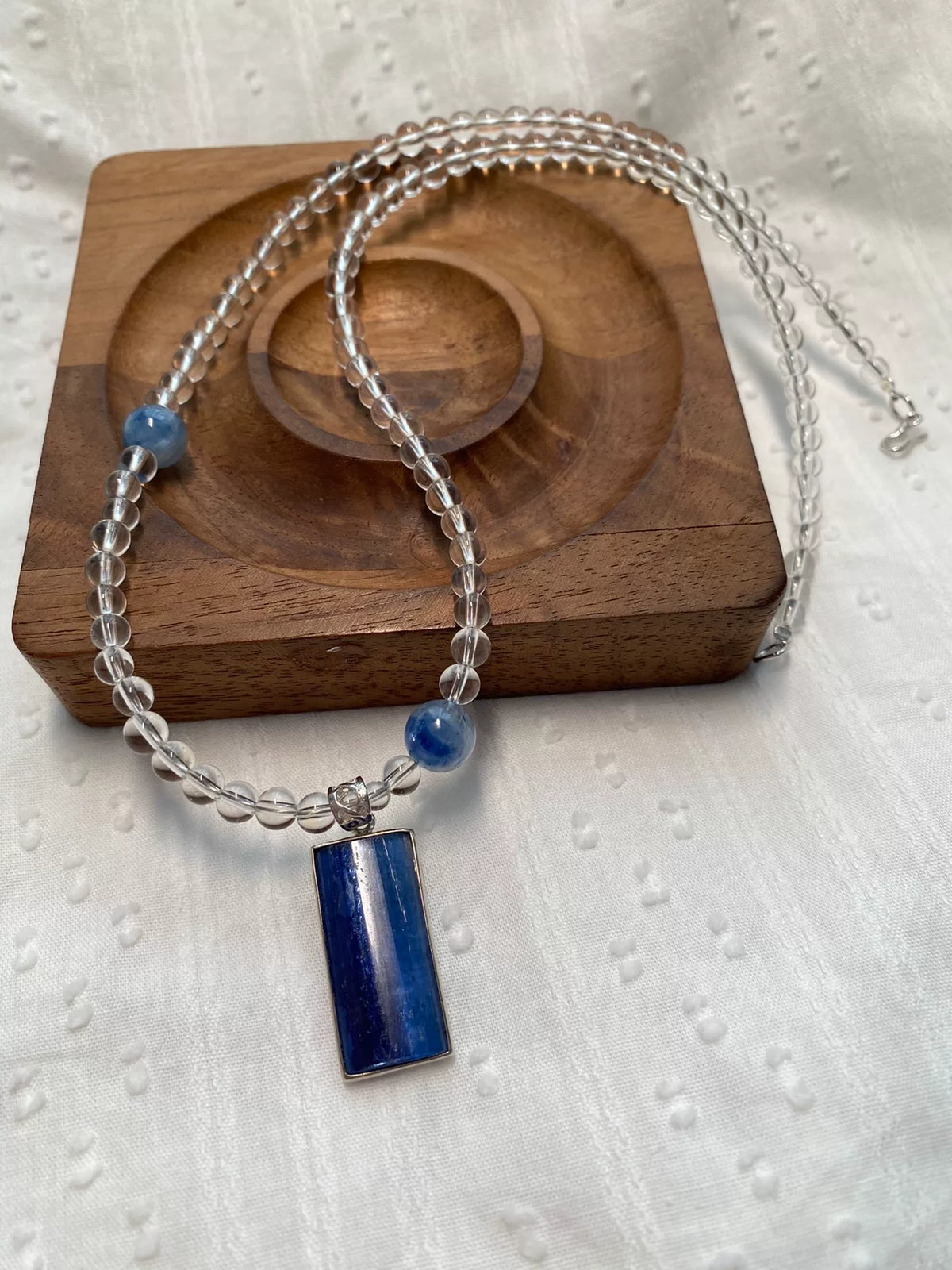 Collana Cianite e Cristallo Bianco Argento S925
