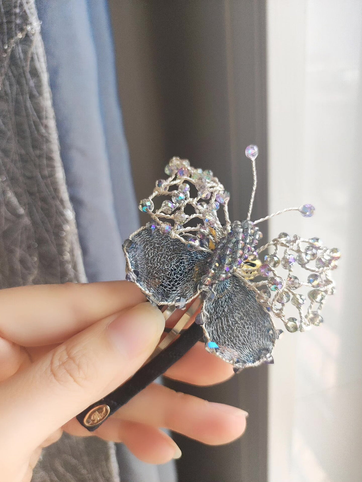 Butterfly BB Clip Iridescent Beaded Hair Accessory