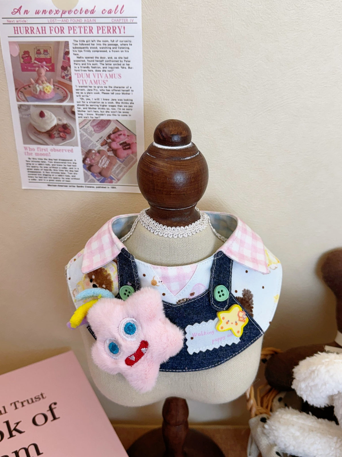 Pink Plush Star Pet Bib
