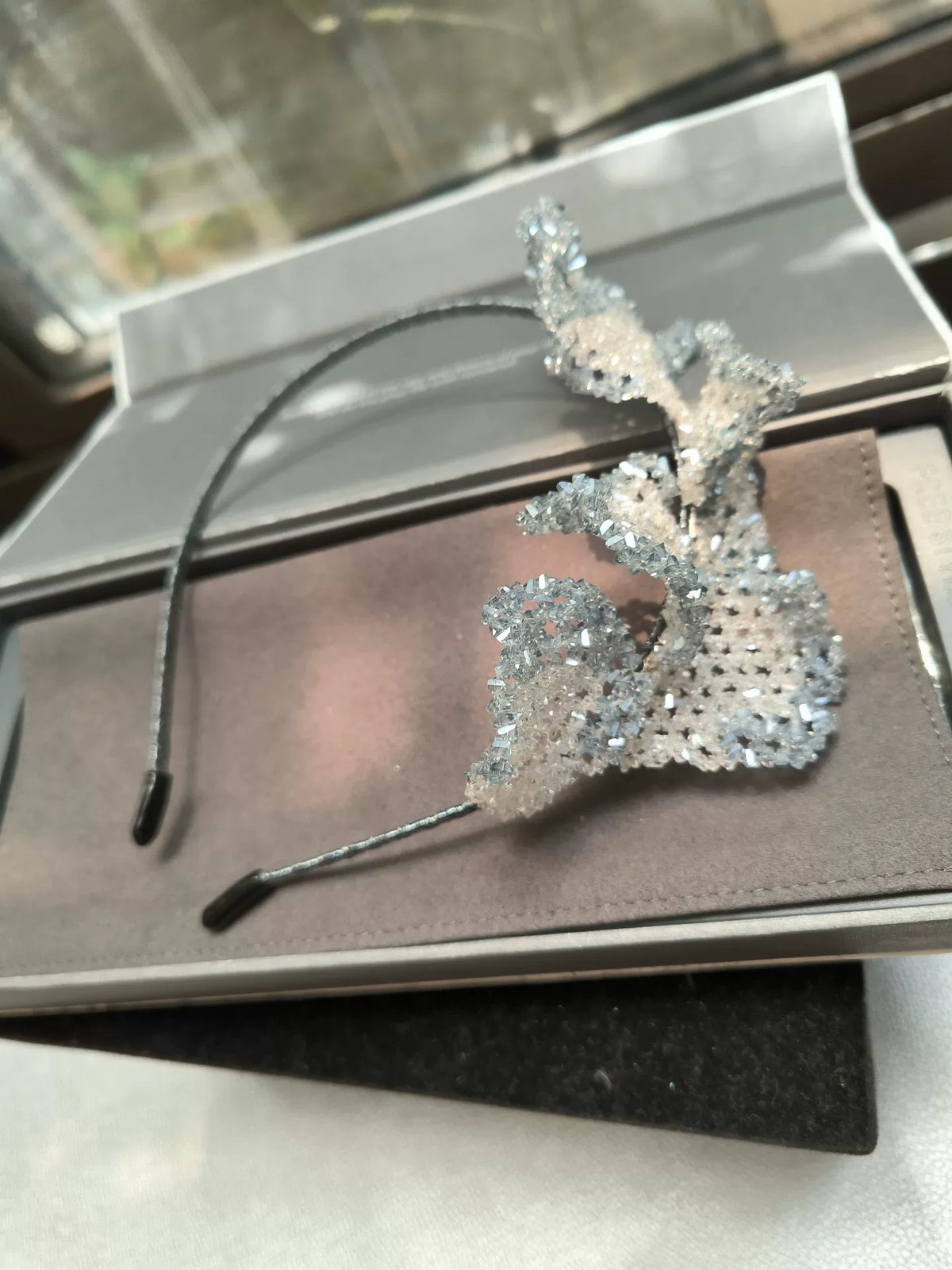 Bandeau Papillon Cristalin Bleu Argent