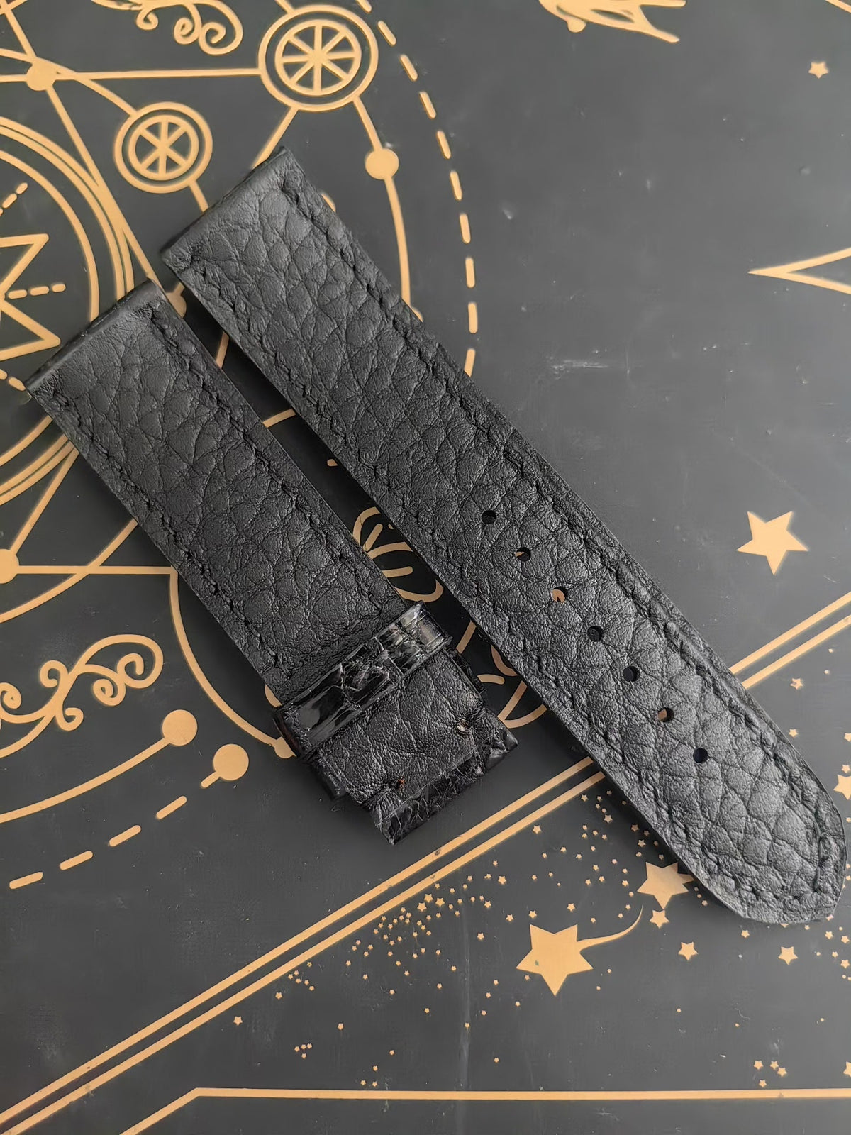 Genuine Leather Watch Strap with Crocodile Texture